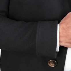 State and Liberty 3 Button Overcoat - Black Herringbone