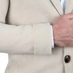 State and Liberty 3 Button Overcoat - Tan Herringbone
