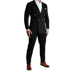 State and Liberty Athletic Fit Stretch Blazer - Black Double Breasted