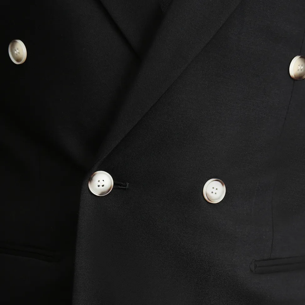 State and Liberty Athletic Fit Stretch Blazer - Black Double Breasted