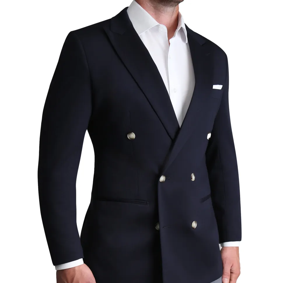 State and Liberty Athletic Fit Stretch Blazer - Navy Double Breasted