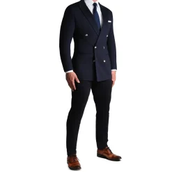 State and Liberty Athletic Fit Stretch Blazer - Navy Double Breasted