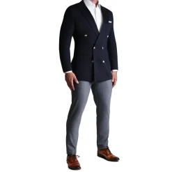 State and Liberty Athletic Fit Stretch Blazer - Navy Double Breasted