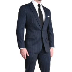 State and Liberty Athletic Fit Stretch Blazer - Knit Blue Chalk Stripe