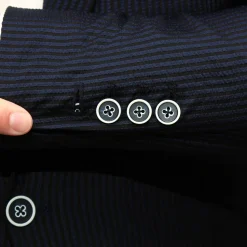 State and Liberty Athletic Fit Stretch Blazer - Navy Seersucker