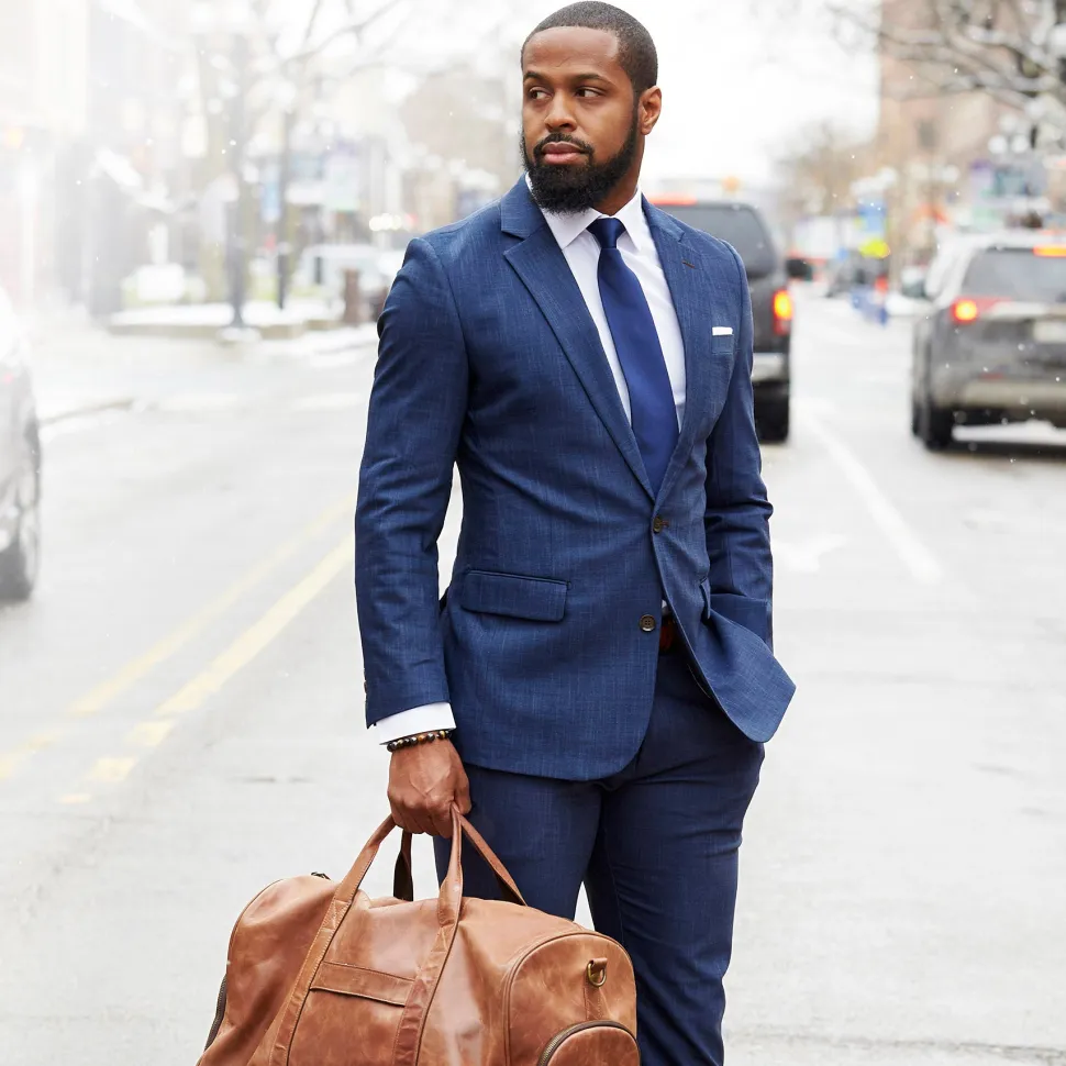 State and Liberty Athletic Fit Stretch Blazer - Heathered Navy