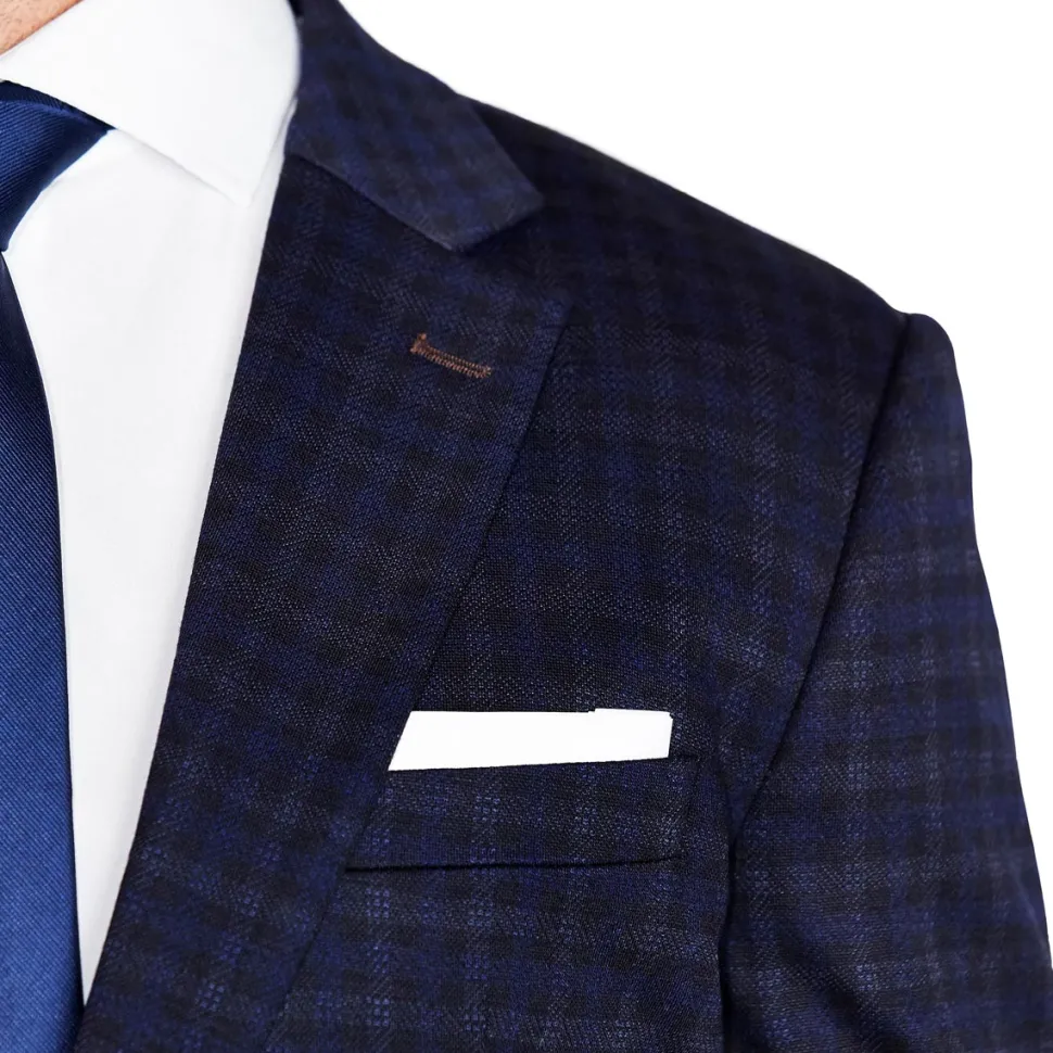 State and Liberty Athletic Fit Stretch Blazer - Blue Plaid