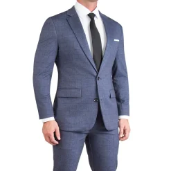 State and Liberty Athletic Fit Stretch Blazer - Storm Blue & Navy Plaid