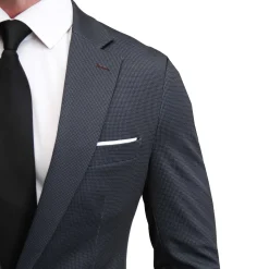 State and Liberty Athletic Fit Stretch Blazer - Charcoal Microcheck