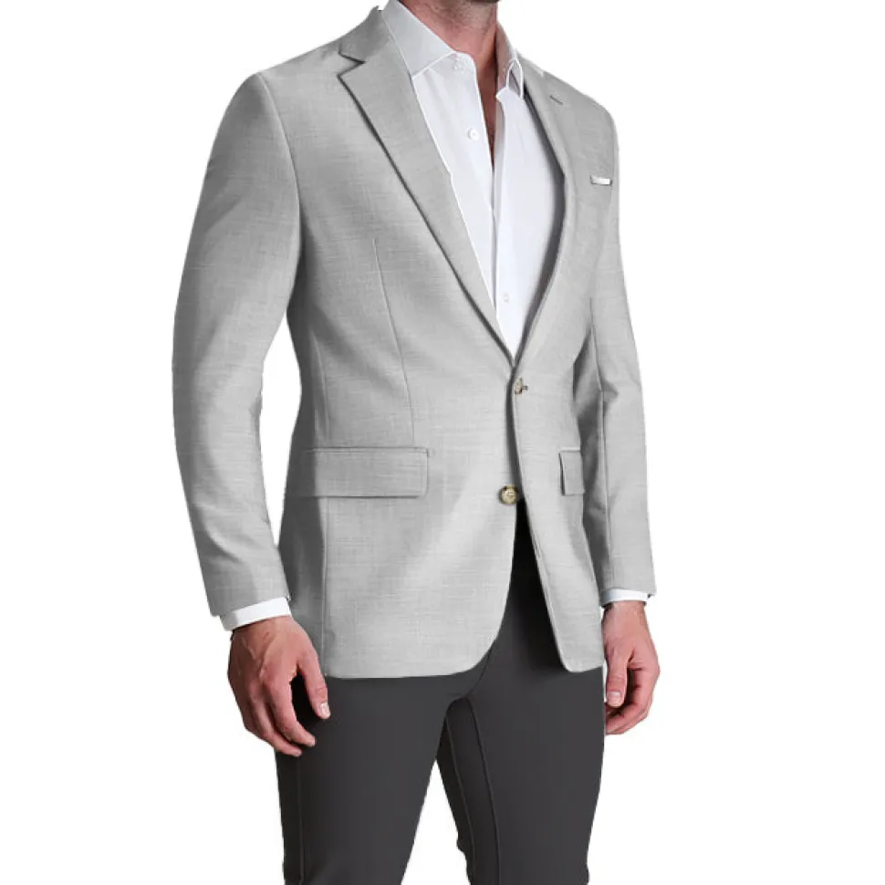 State and Liberty Athletic Fit Stretch Blazer - Lightweight Heathered Light Grey