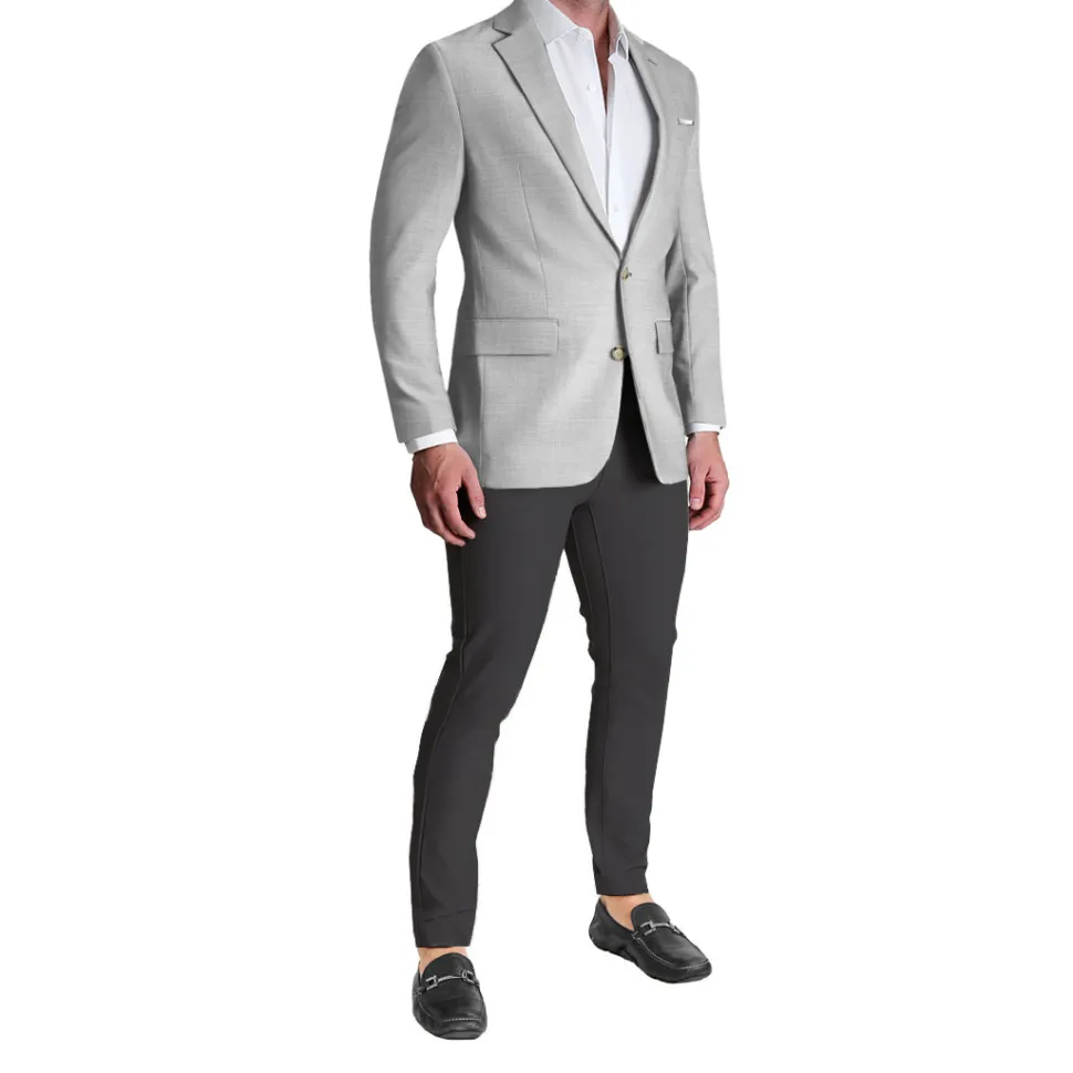 State and Liberty Athletic Fit Stretch Blazer - Lightweight Heathered Light Grey