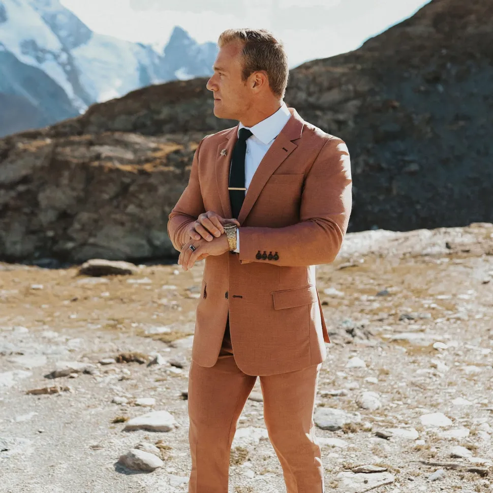 State and Liberty Athletic Fit Stretch Blazer - Heathered Copper