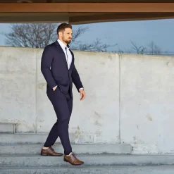 State and Liberty Athletic Fit Stretch Blazer - Navy