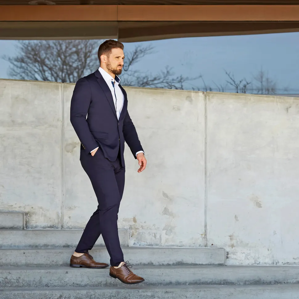 State and Liberty Athletic Fit Stretch Blazer - Navy