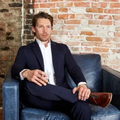 State and Liberty Athletic Fit Stretch Blazer - Navy