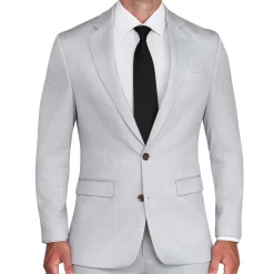 State and Liberty Athletic Fit Stretch Suit - Light Grey Microcheck