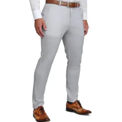 State and Liberty Athletic Fit Stretch Suit - Light Grey Microcheck