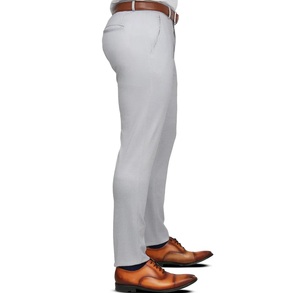 State and Liberty Athletic Fit Stretch Suit - Light Grey Microcheck