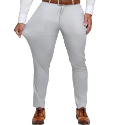 State and Liberty Athletic Fit Stretch Suit - Light Grey Microcheck