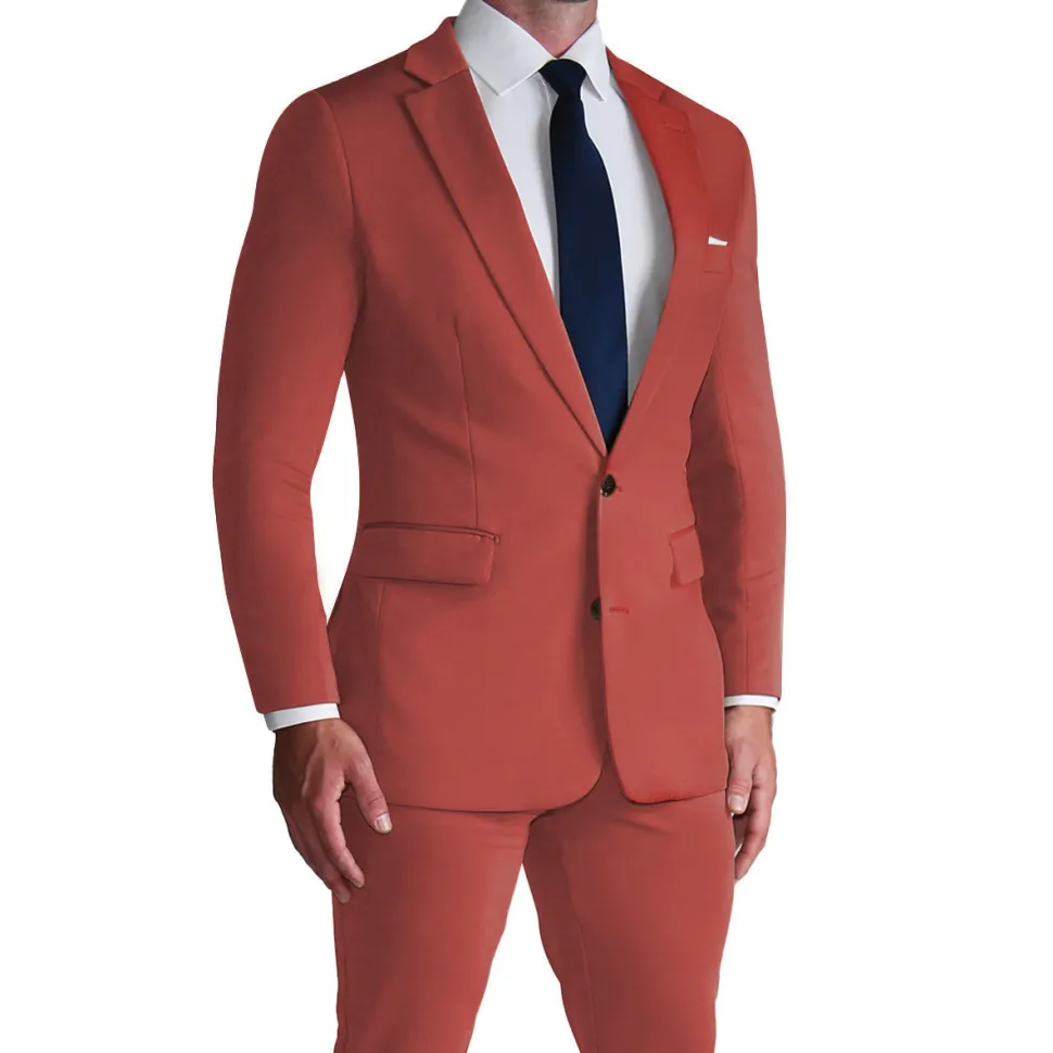 State and Liberty Athletic Fit Stretch Suit - Solid Brick