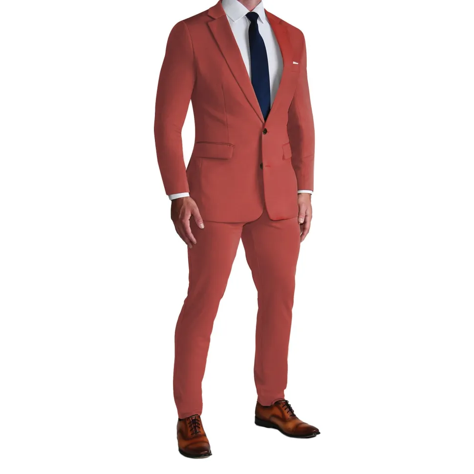 State and Liberty Athletic Fit Stretch Suit - Solid Brick