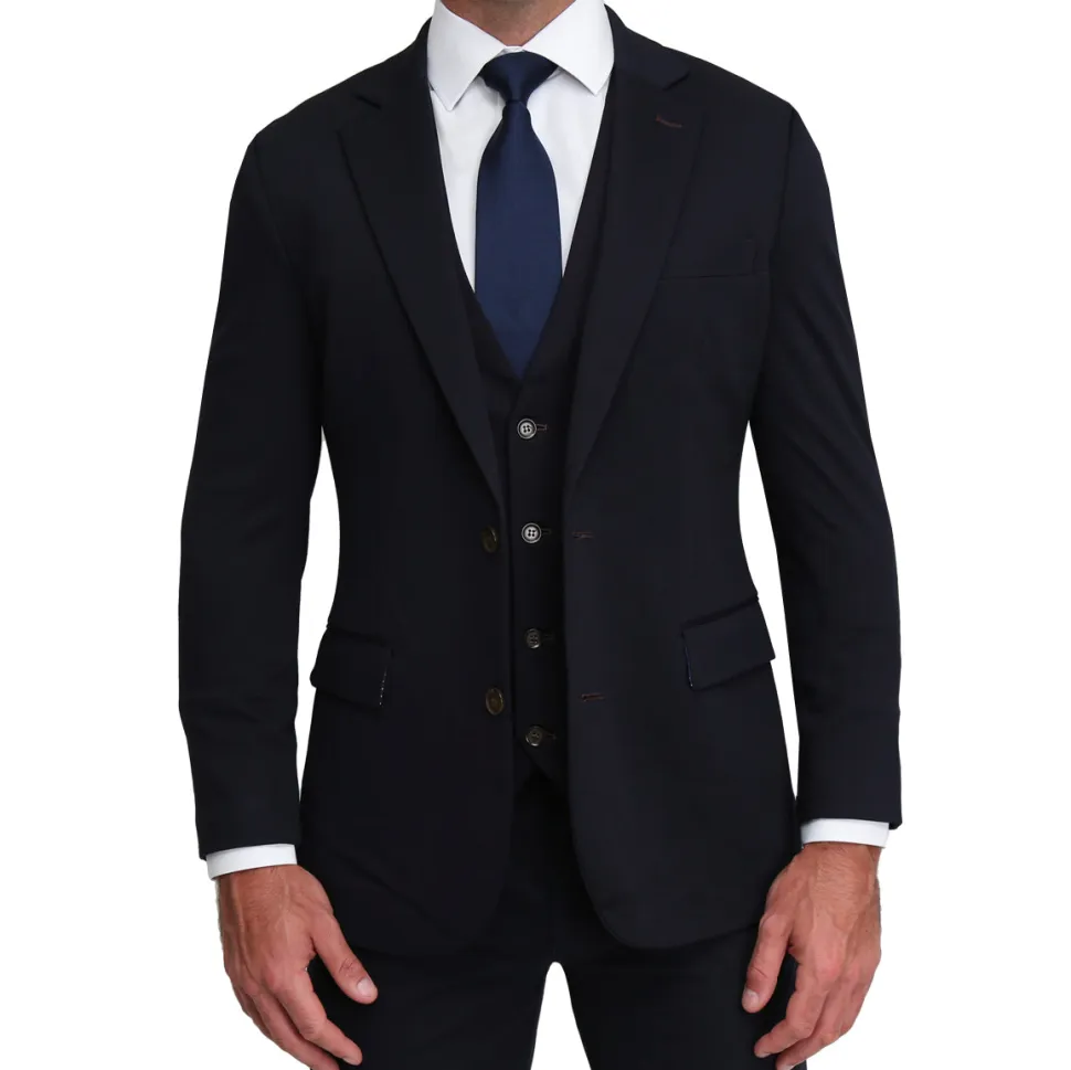 State and Liberty Athletic Fit Stretch Suit Vest - Navy