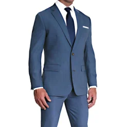 State and Liberty Athletic Fit Stretch Suit - Heathered Blue