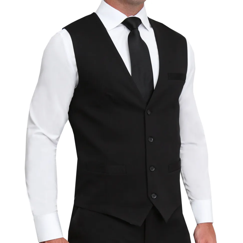 State and Liberty Athletic Fit Stretch Suit Vest - Black