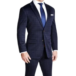 State and Liberty Athletic Fit Stretch Suit - Blue Plaid