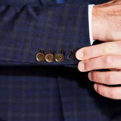 State and Liberty Athletic Fit Stretch Suit - Blue Plaid