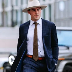 State and Liberty Athletic Fit Stretch Suit - Blue Plaid