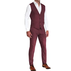 State and Liberty Athletic Fit Stretch Suit Vest - Heathered Maroon
