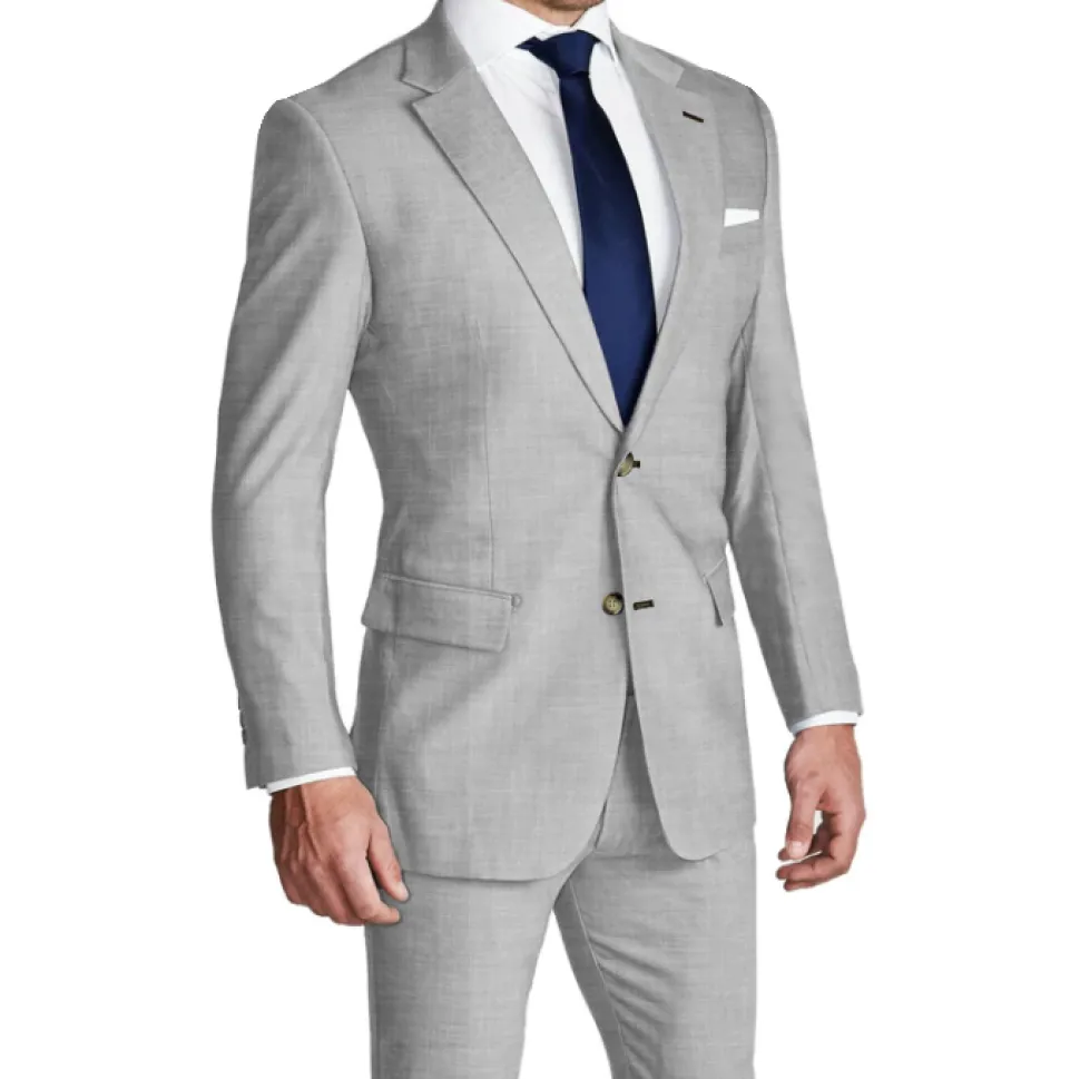 State and Liberty Athletic Fit Stretch Suit - Lightweight Heathered Light Grey