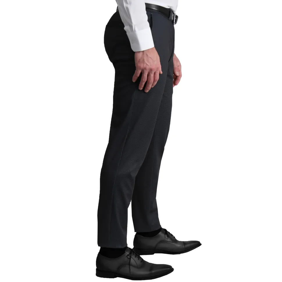 State and Liberty Athletic Fit Stretch Suit Pants - Charcoal Microcheck