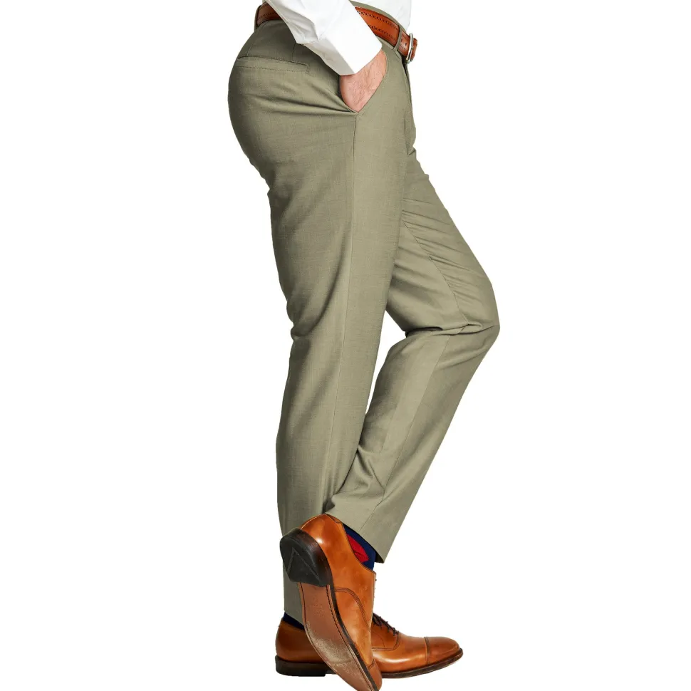 State and Liberty Athletic Fit Stretch Suit Pants - Heathered Olive