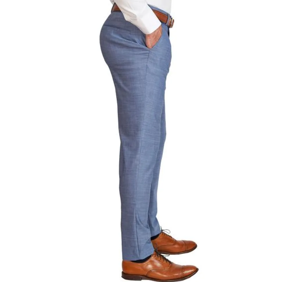 State and Liberty Athletic Fit Stretch Suit Pants - Heathered Light Blue