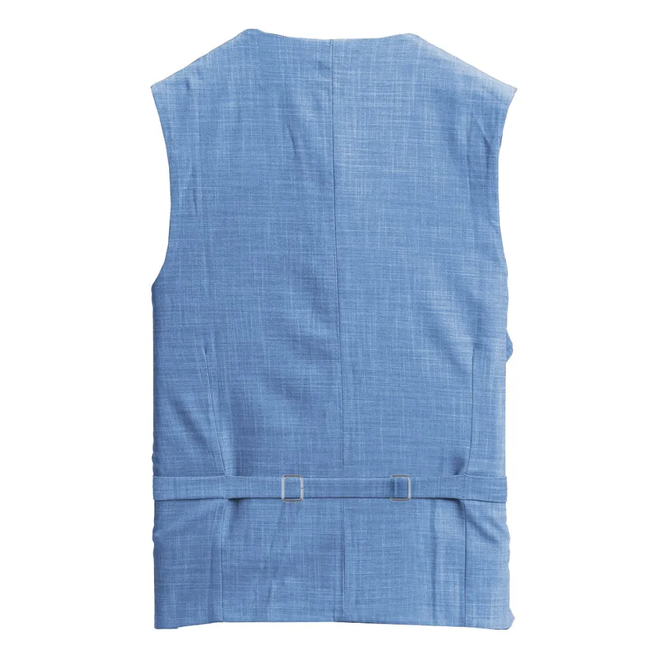 State and Liberty Athletic Fit Stretch Suit Vest - Heathered Light Blue