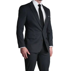 State and Liberty Athletic Fit Stretch Suit - Charcoal Microcheck