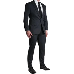 State and Liberty Athletic Fit Stretch Suit - Charcoal Microcheck