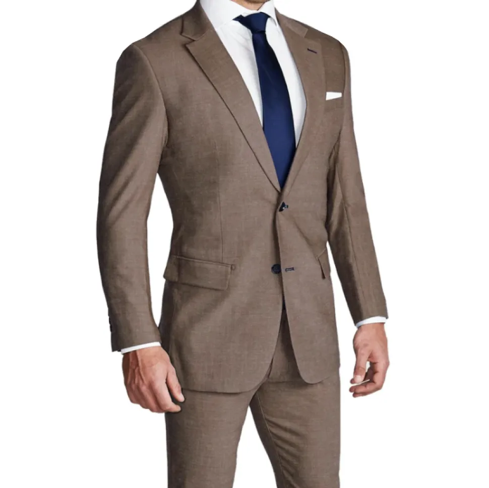 State and Liberty Athletic Fit Stretch Suit - Lightweight Heathered Latte