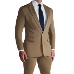 State and Liberty Athletic Fit Stretch Suit - Solid Dark Tan