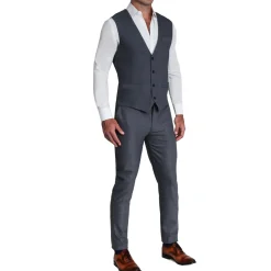 State and Liberty Athletic Fit Stretch Suit Vest - Heathered Grey