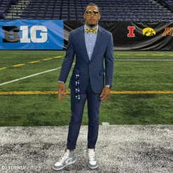 State and Liberty Athletic Fit Stretch Suit - Heathered Navy