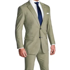 State and Liberty Athletic Fit Stretch Suit - Heathered Olive