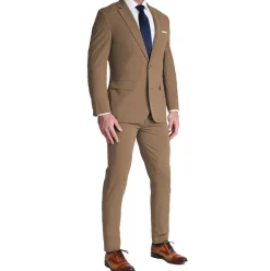 State and Liberty Athletic Fit Stretch Suit Pants - Heathered Cappuccino