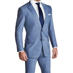 State and Liberty Athletic Fit Stretch Suit - Heathered Light Blue