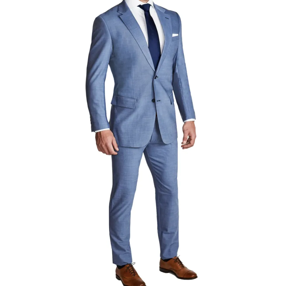 State and Liberty Athletic Fit Stretch Suit - Heathered Light Blue