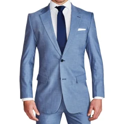 State and Liberty Athletic Fit Stretch Suit - Heathered Light Blue