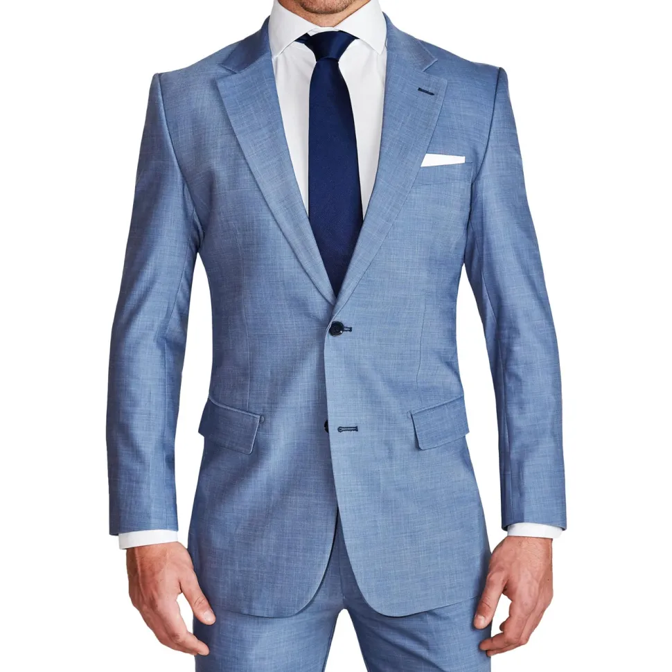 State and Liberty Athletic Fit Stretch Suit - Heathered Light Blue