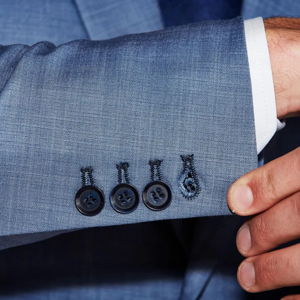 State and Liberty Athletic Fit Stretch Suit - Heathered Light Blue